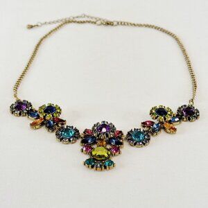 Vintage Necklace Colourful Costume Jewel Rhinestone Reversible Bridgerton Flower